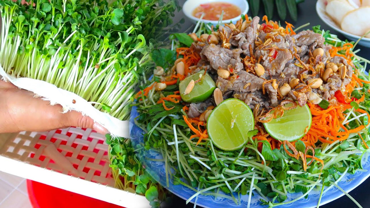 Gỏi Bắp Bò Tái Mầm Cải